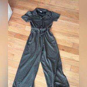 Grey Jumpsuit With Belt